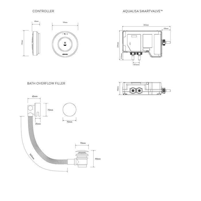 Aqualisa Unity Q Smart Digital Shower Concealed with Bath Fill - High Pressure/Combi