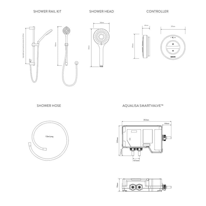 Aqualisa Unity Q Smart Digital Shower Concealed with Adjustable Head - High Pressure/Combi