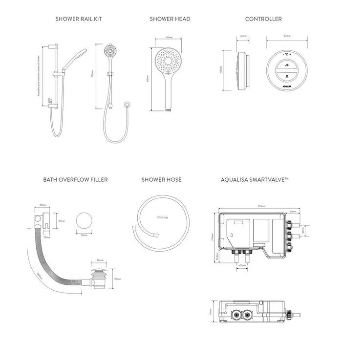 Aqualisa Unity Q Smart Digital Shower Concealed with Adjustable Head & Bath Fill - High Pressure/Combi