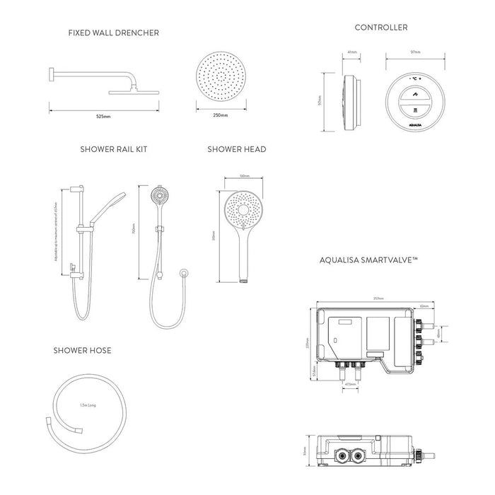 Aqualisa Unity Q Smart Digital Shower Concealed with Adjustable & Wall Fixed Head - High Pressure/Combi