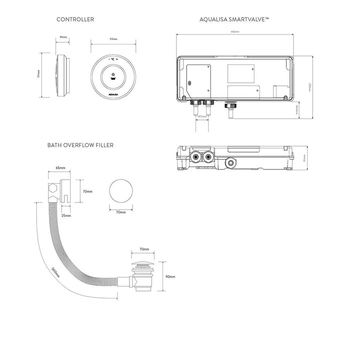 Aqualisa Unity Q Smart Digital Shower Concealed with Bath Fill - Gravity Pumped