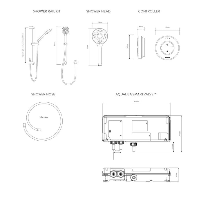 Aqualisa Unity Q Smart Digital Shower Concealed with Adjustable Head - Gravity Pumped