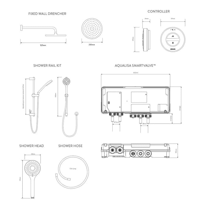 Aqualisa Unity Q Smart Digital Shower Concealed with Adjustable & Wall Fixed Head - Gravity Pumped