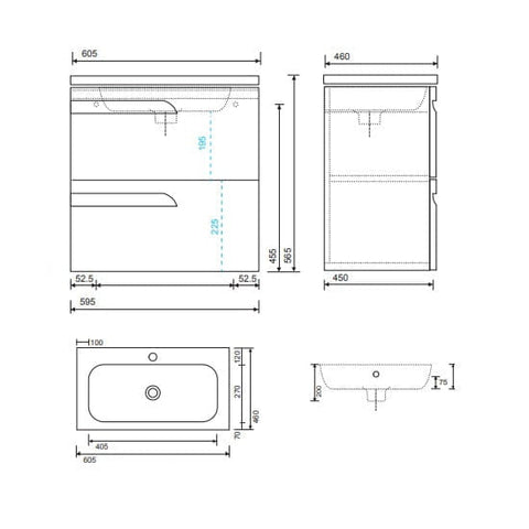 Sonas Brava Wall Hung Vanity Unit With Slim Basin