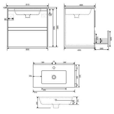 Sonas Dijon 2 Drawer Vanity Unit With Slim Basin