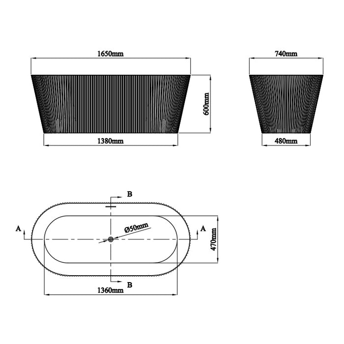 Eastbrook Sandford Freestanding Bath With Waste - White