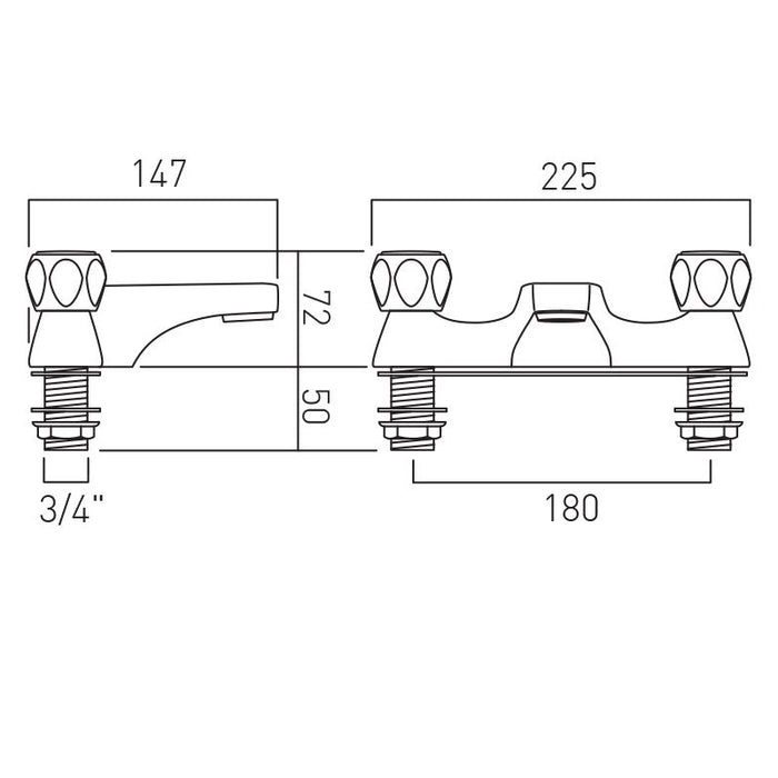 Vado Astra Bath Filler Tap CD Valve - Chrome