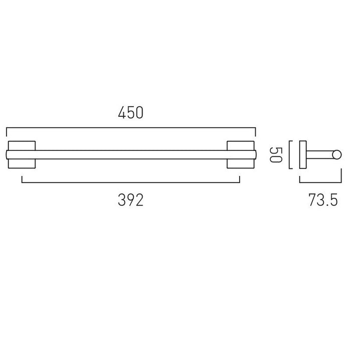 Vado Axces Bokx Towel Rail - 450mm Long - Chrome