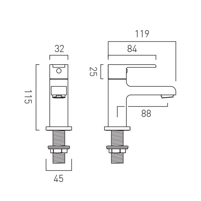 Vado Irlo Basin Pillar Taps Chrome