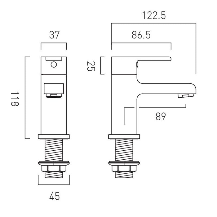 Vado Irlo Bath Pillar Taps - Chrome