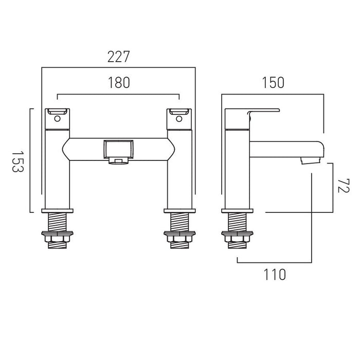 Vado Irlo Deck Mounted Bath Filler Tap - Chrome