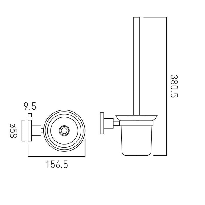 Vado Elements Toilet Brush And Frosted Glass Holder - Chrome