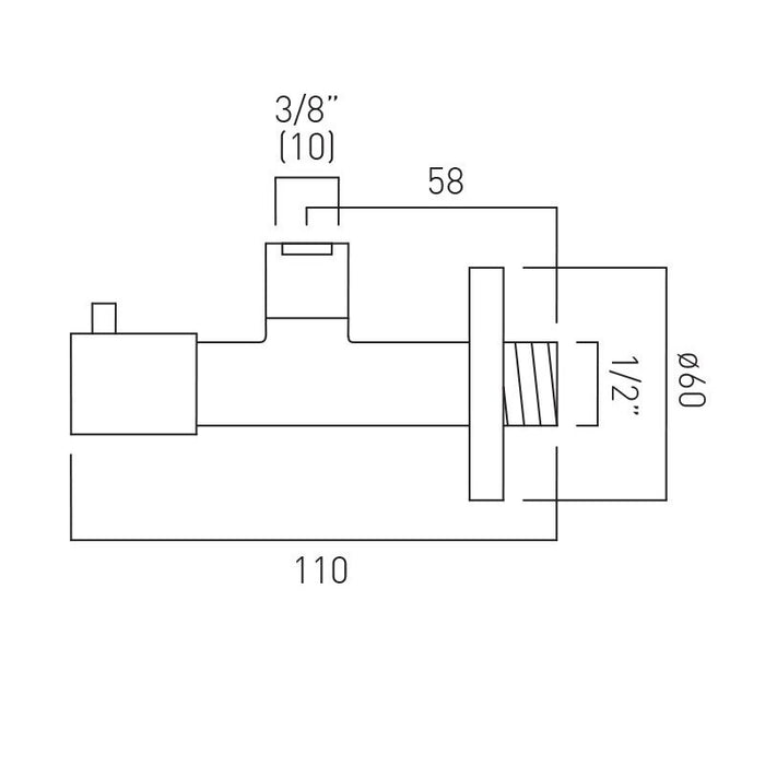 Vado Contemporary Angle Valve 1-4 Turn 1-2 X 3-8 Inch - Chrome