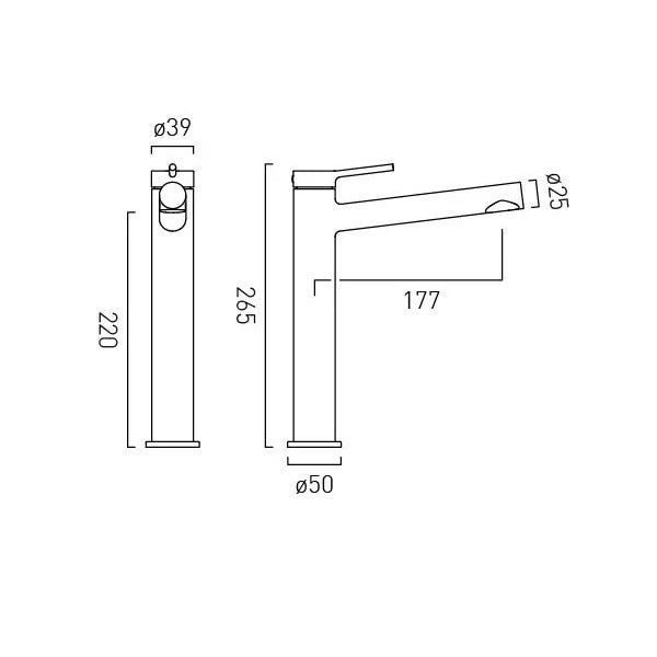 Vado Safari Lever Mono Tall Basin Mixer Tap for Low Pressure System