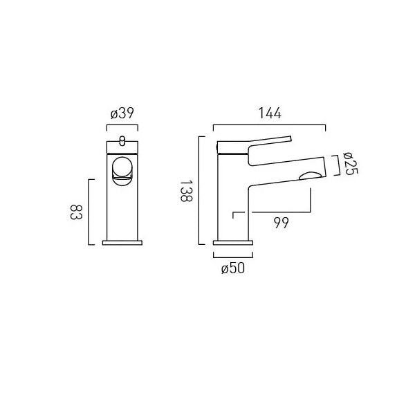 Vado Safari Lever Mini Mono Basin Mixer Tap