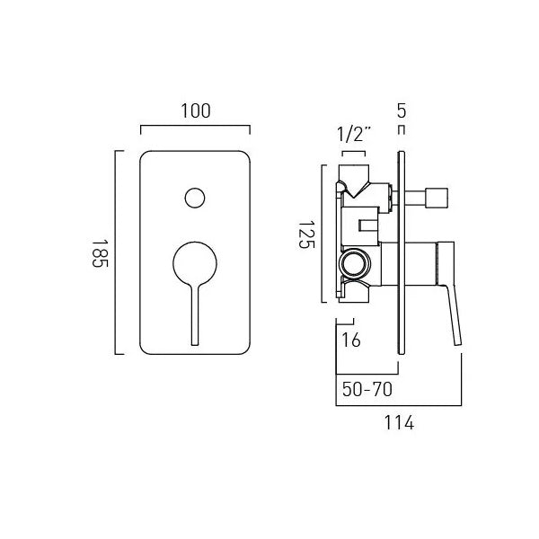 Vado Safari Concealed 2 Outlet Manual Shower Valve with Push Button Diverter