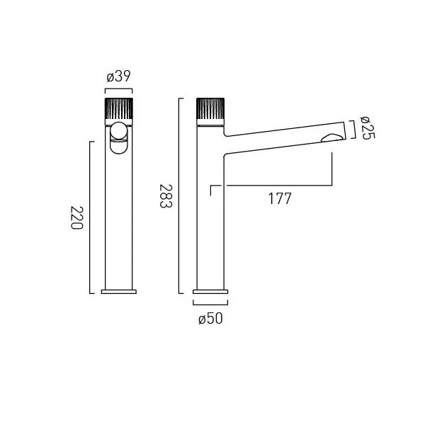 Vado Safari Fluted Leverless Twist-Top Mono Tall Basin Mixer Tap