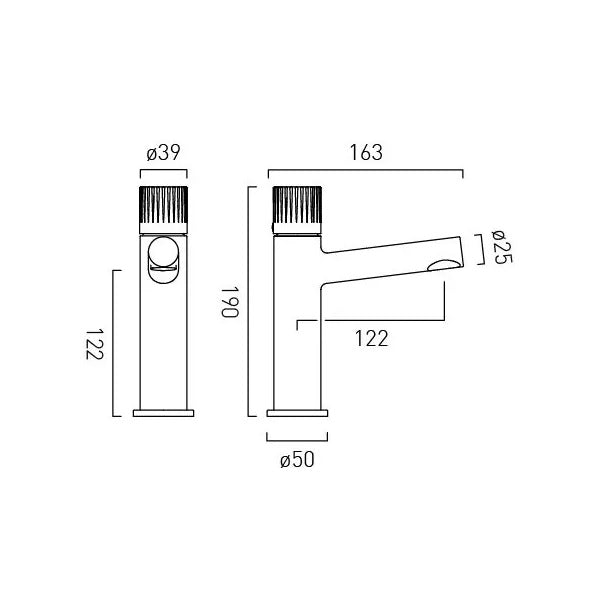 Vado Safari Fluted Leverless Twist-Top Mono Basin Mixer Tap
