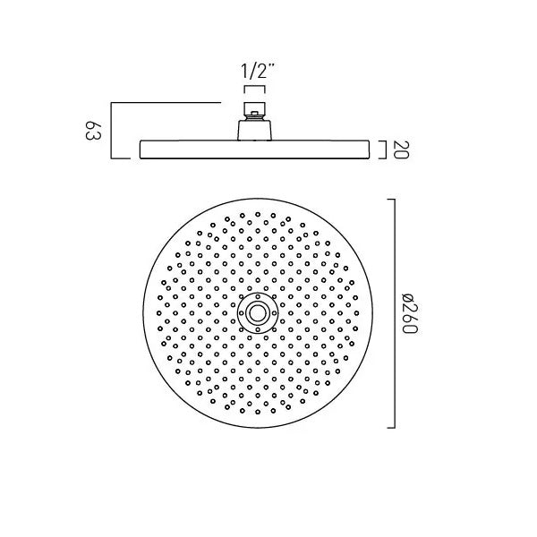Vado Safari Round Fixed Shower Head 260mm