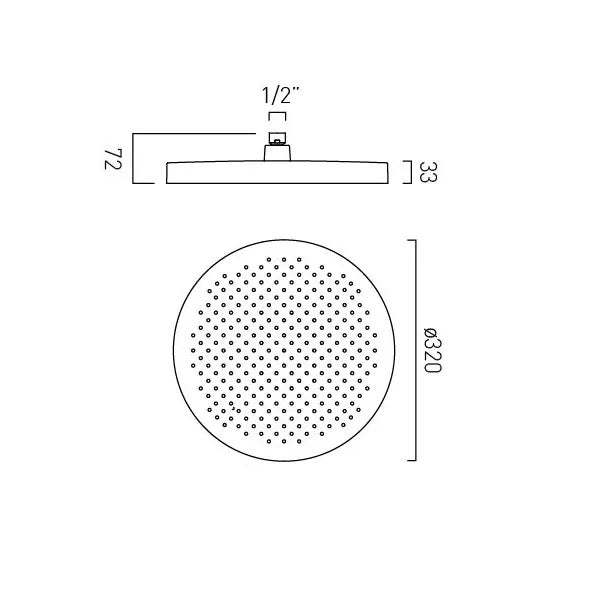 Vado Safari Round Fixed Shower Head 320mm