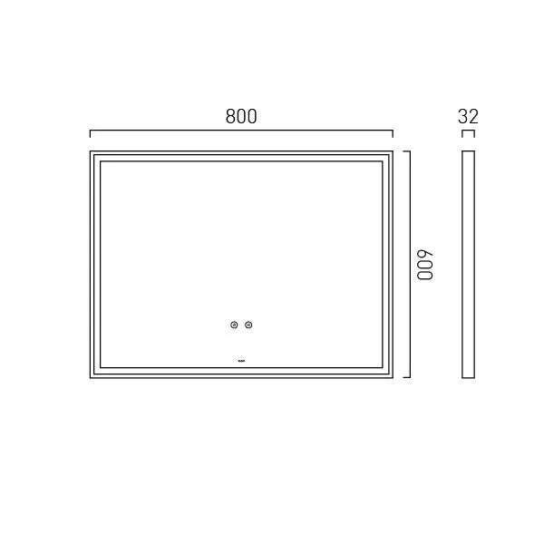 Vado Safari Rectangular Landscape Illuminated LED Mirror with Demister 600mm x 800mm