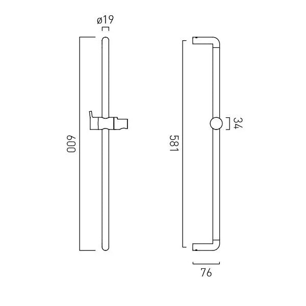 Vado Safari Lever Slim Slide Rail & Hose (No Handset Included)