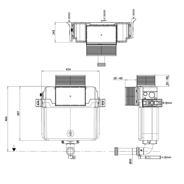 Crosswater MPRO 460mm Concealed Cistern Set 1