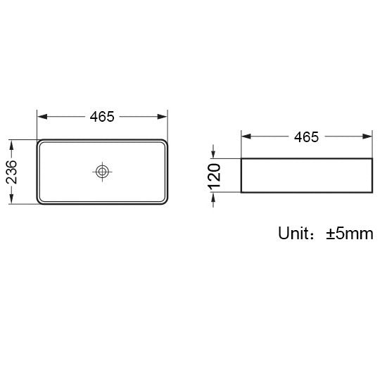 Scudo Riviera Rectangular Countertop Basin - 465mm Wide