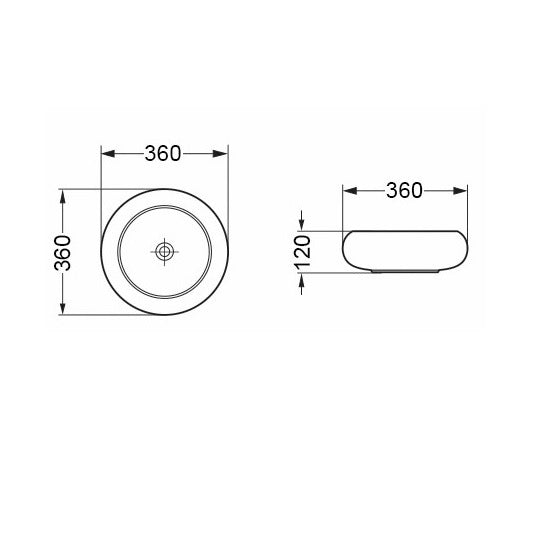 Scudo Riviera Round Countertop Basin - 360mm Wide