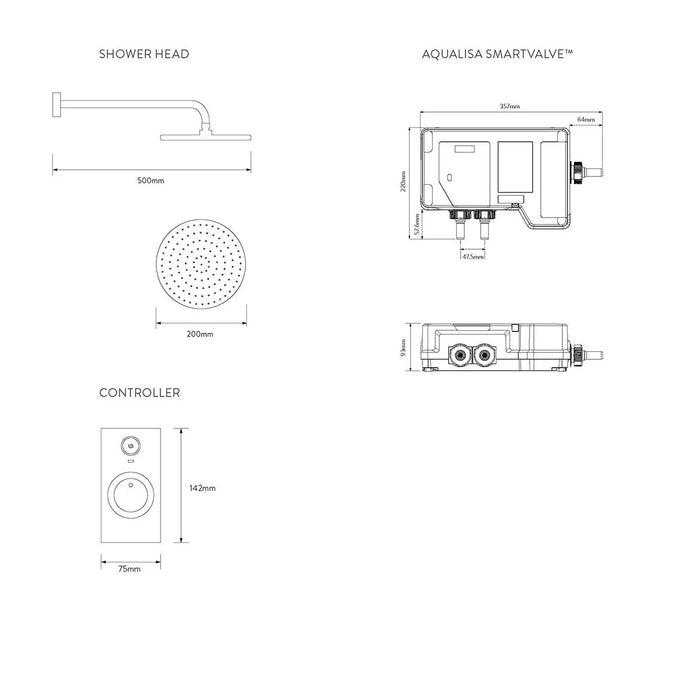Aqualisa Visage Q Smart Digital Shower Concealed with Fixed Head - High Pressure/Combi