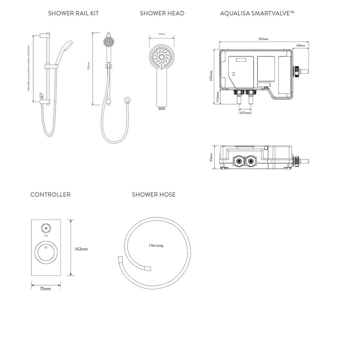 Aqualisa Visage Q Smart Digital Shower Concealed with Adjustable Head - High Pressure/Combi