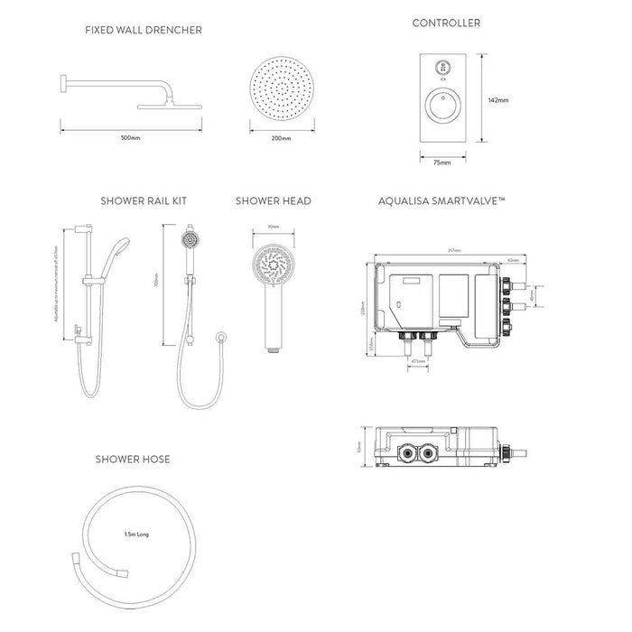 Aqualisa Visage Q Smart Digital Shower Concealed with Adjustable & Wall Fixed Head - High Pressure/Combi