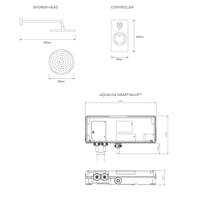 Aqualisa Visage Q Smart Digital Shower Concealed with Fixed Head - Gravity Pumped