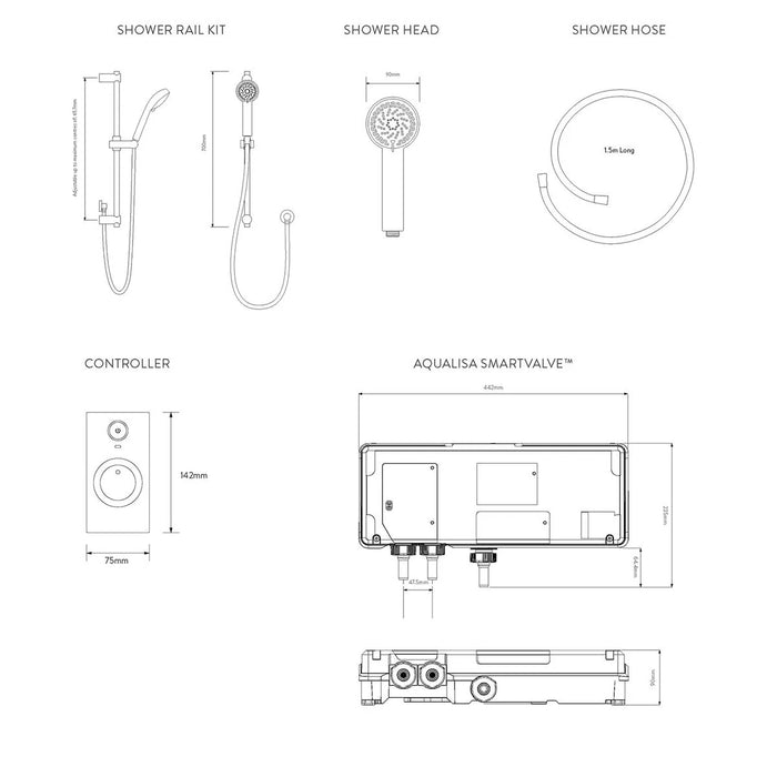 Aqualisa Visage Q Smart Digital Shower Concealed with Adjustable Head - Gravity Pumped