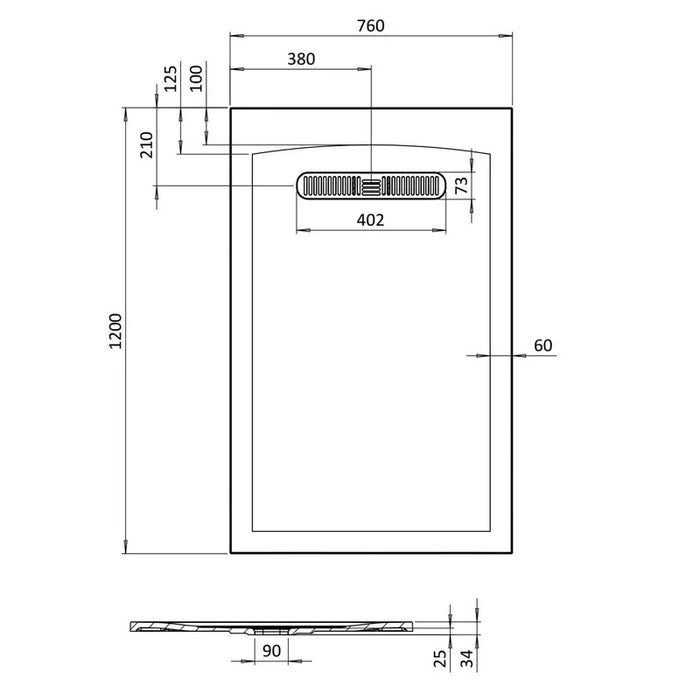 Crosswater Vito Textured Rectangular Shower Tray With Waste