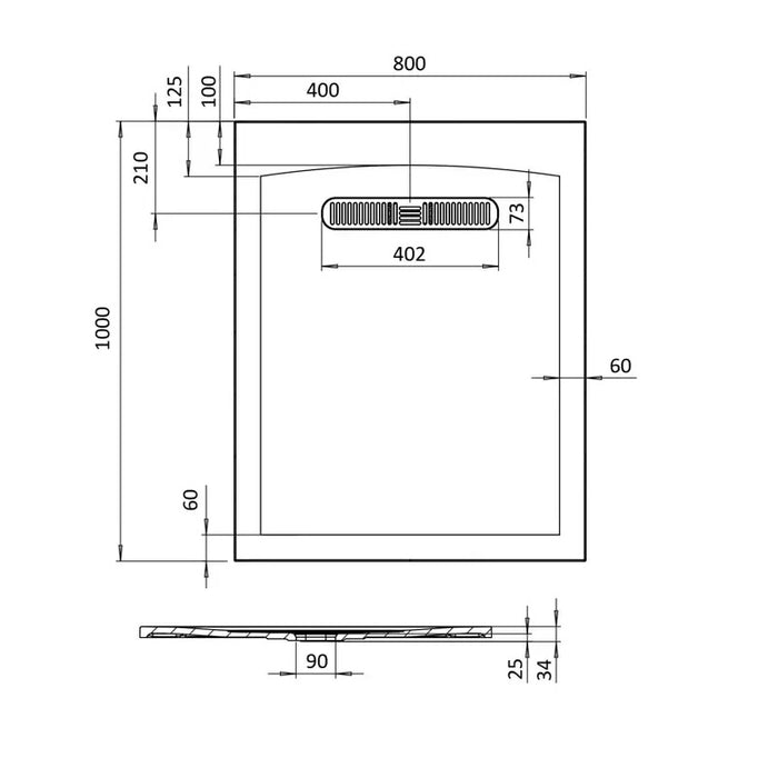 Crosswater Vito Textured Rectangular Shower Tray With Waste
