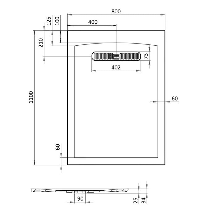 Crosswater Vito Textured Rectangular Shower Tray With Waste