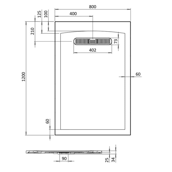 Crosswater Vito Textured Rectangular Shower Tray With Waste