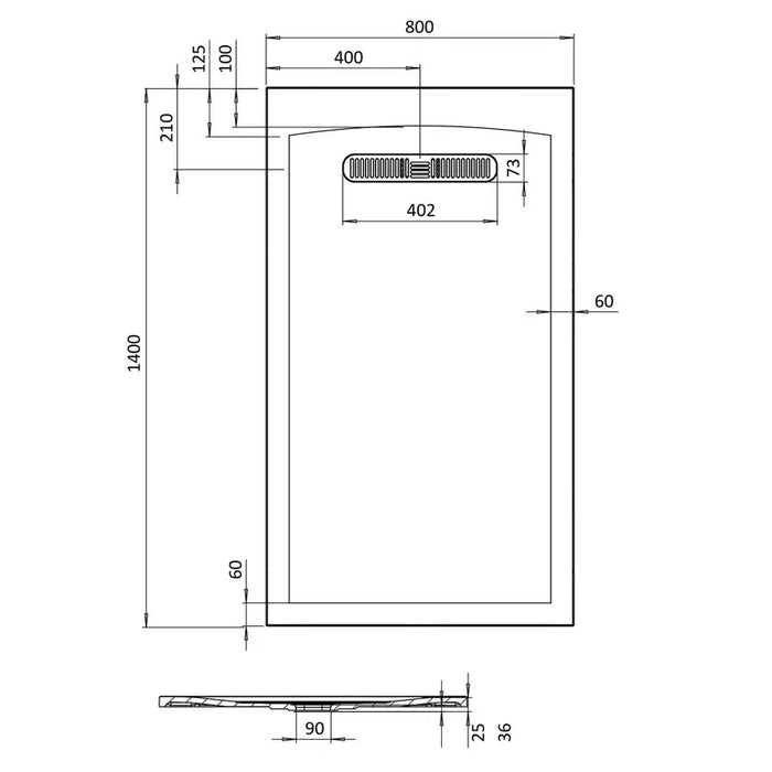 Crosswater Vito Textured Rectangular Shower Tray With Waste