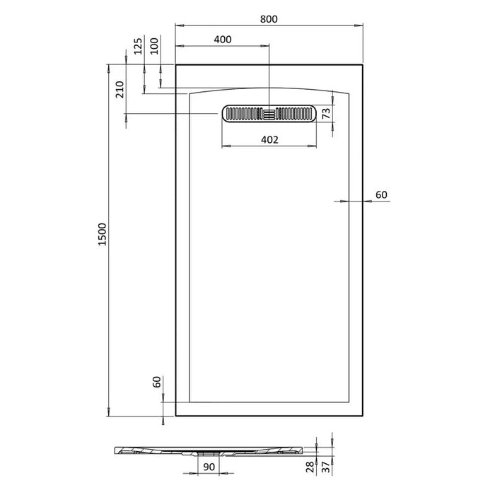 Crosswater Vito Textured Rectangular Shower Tray With Waste