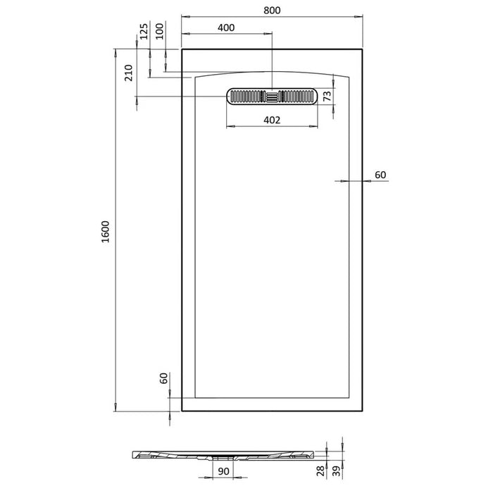 Crosswater Vito Textured Rectangular Shower Tray With Waste
