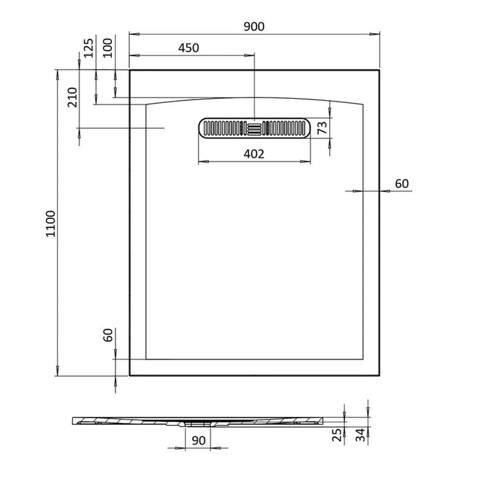 Crosswater Vito Textured Rectangular Shower Tray With Waste