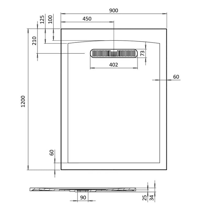 Crosswater Vito Textured Rectangular Shower Tray With Waste