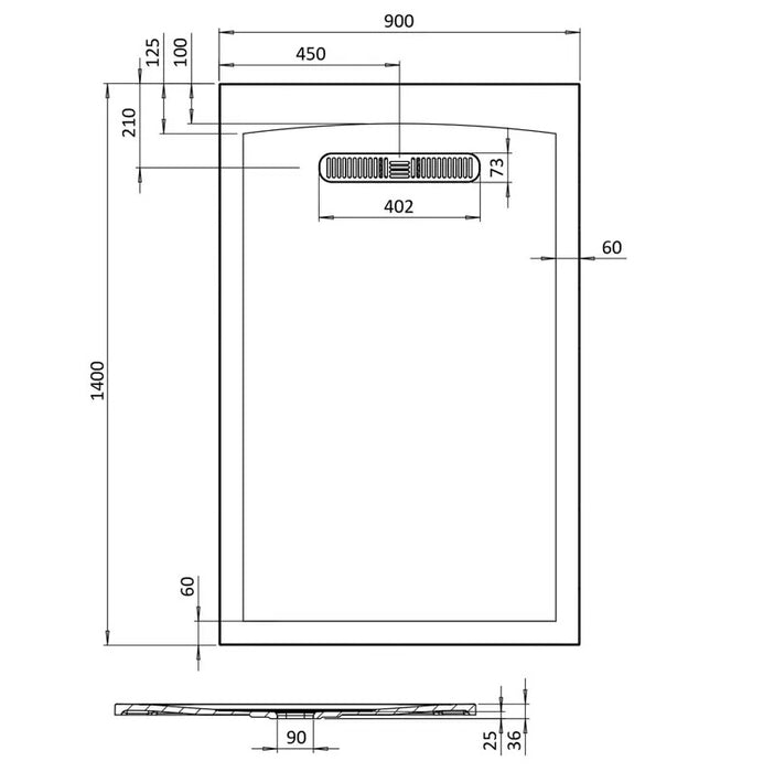 Crosswater Vito Textured Rectangular Shower Tray With Waste