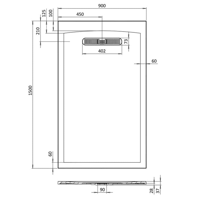 Crosswater Vito Textured Rectangular Shower Tray With Waste