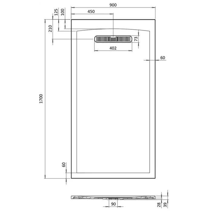 Crosswater Vito Textured Rectangular Shower Tray With Waste