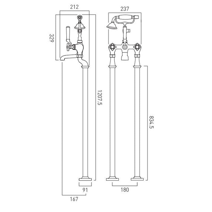 Vado Axbridge Floor Standing Bath Shower Mixer Tap With Shower Kit