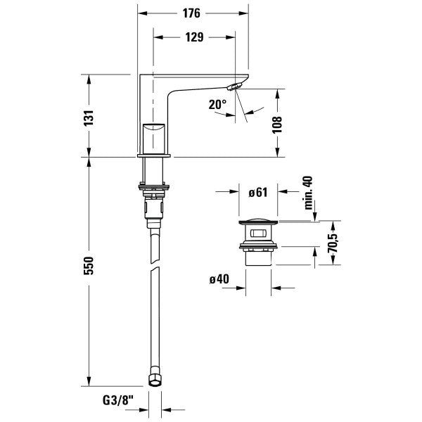 Duravit Wave 3 Hole Deck Mounted Basin Mixer Tap