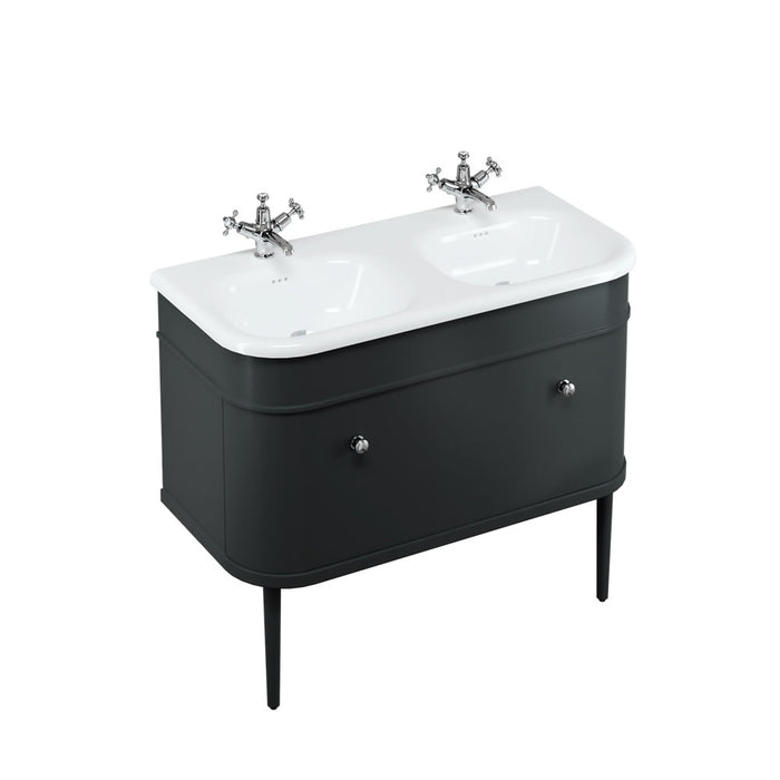Burlington Chalfont 1 Drawer Floorstanding Vanity Unit With Basin, Legs And Handles - 1000mm