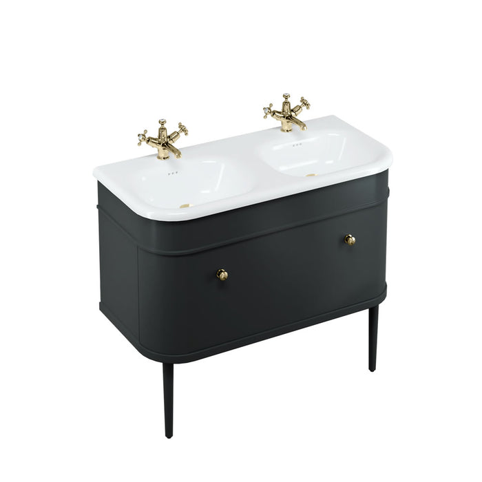 Burlington Chalfont 1 Drawer Floorstanding Vanity Unit With Basin, Legs And Handles - 1000mm
